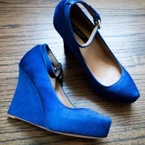 NWOT Ann Taylor Size 6 Blue Lina Wedge Heel